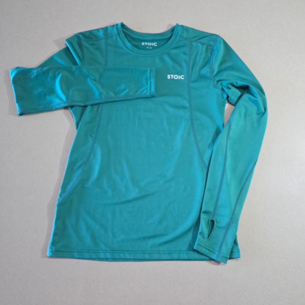 Stoic Womens Long Sleeve Active Top Teal Green Thumbholes Size M